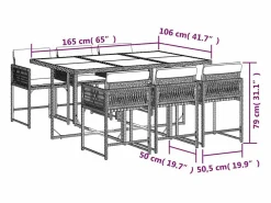 Set comedor jardín 7 piezas y cojines ratán sintético^Clicnbuy Best