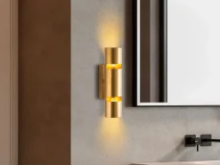 OZAIA Set de 2 apliques de pared de metal - Alt. 30 x D. 8 cm - LYORA Dorado New