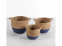 VS Venta-stock Accesorios De Almacenaje|Cesta|Set de 3 cestas Anxo de fibra natural con asas, /natural