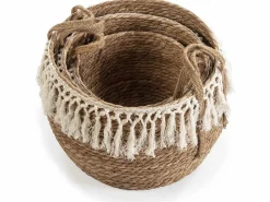 VS Venta-stock Accesorios De Almacenaje|Cesta|Set de 3 cestas Jula de fibra natural con asas, /natural