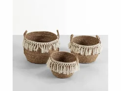 VS Venta-stock Accesorios De Almacenaje|Cesta|Set de 3 cestas Jula de fibra natural con asas, /natural