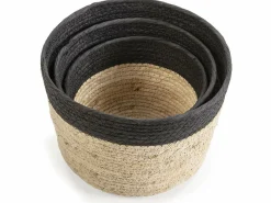 VS Venta-stock Set de 3 cestas Nati de fibra natural y papel, /beige Negro Clearance