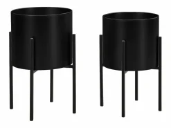 OZAIA Macetero|Set de 2 cubremacetas con pie de metal - D. 25 x H. 39 y D. 23 x H. 35.5 - Dorado y - EDMEE
