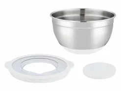 Arthur Martin Presentación Y Servicio|Vajilla|Set de 3 ensaladeras de acero inoxidable 16-24 cm con tapas herméticas y base antideslizante de silicona