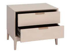 Miliboo Mesita De Noche|Set de 2 mesillas de noche rosa y metal dorado con almacenaje GIANA