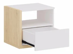 Set de 2 mesitas de noche con 1 cajón y 1 estante en blanco y natural - NAPOLI II^Vente-unique New