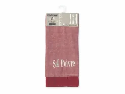 Soleil d'ocre Set de 2 paños de cocina en algodón SEL y pimiento , bordado 50x70 cm Rojo Discount
