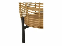 Set de 2 portamacetas redondos de ratán con soporte de metal negro Zeyok Marru00f3n