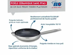 Elo Material Y Utensilios De Cocina|Set de 3 Sartenes de Acero Inoxidable 18/10 DUR® sin PFAS Ø24-28-32 cm con Tapas de Vidrio – Todos los Fuegos, Inducción, Fondo Capsulado Eco