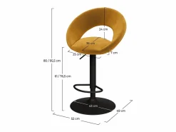 Rendez-Vous Déco Muebles De Bar|Taburete Alto|Set de 2 sillas de bar en metal negro y terciopelo curry 61/76,5 cm - Cloclo