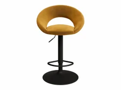 Rendez-Vous Déco Muebles De Bar|Taburete Alto|Set de 2 sillas de bar en metal negro y terciopelo curry 61/76,5 cm - Cloclo