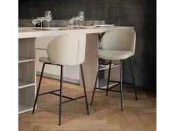 Rendez-Vous Déco Muebles De Bar|Taburete Alto|Set de 2 sillas para isla de cocina en tejido bouclé 66 cm - Groom