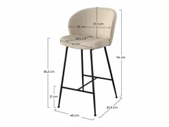 Rendez-Vous Déco Muebles De Bar|Taburete Alto|Set de 2 sillas para isla de cocina en tejido bouclé 66 cm - Groom