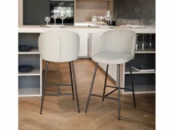 Rendez-Vous Déco Muebles De Bar|Taburete Alto|Set de 2 sillas para isla de cocina en tejido bouclé 66 cm - Groom