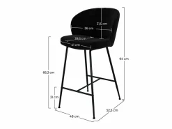 Rendez-Vous Déco Muebles De Bar|Taburete Alto|Set de 2 sillas para isla de cocina en tejido bouclé 66 cm - Groom