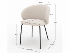 Set de 2 sillas Victoria en tela y patas de metal negro - Victoria^Rendez-Vous Déco