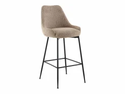 Vente-unique Set de 2 taburetes de bar de tela rizada y metal negro - - TOYBA Topo Best