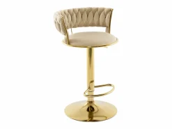 Set de 2 taburetes de bar de terciopelo y metal dorado - Altura ajustable - - LOMYA^Vente-unique Best