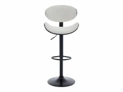 Vente-unique Muebles De Bar|Taburete Alto|Set de 2 taburetes de bar de bouclette de tela y metal - Blanco y Negro - MONTENEGRO