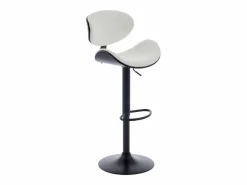 Vente-unique Muebles De Bar|Taburete Alto|Set de 2 taburetes de bar de bouclette de tela y metal - Blanco y Negro - MONTENEGRO