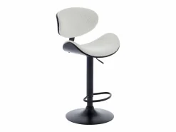Vente-unique Muebles De Bar|Taburete Alto|Set de 2 taburetes de bar de bouclette de tela y metal - Blanco y Negro - MONTENEGRO