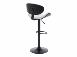 Vente-unique Muebles De Bar|Taburete Alto|Set de 2 taburetes de bar de bouclette de tela y metal - Blanco y Negro - MONTENEGRO