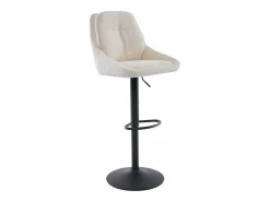 Vente-unique Set de 2 taburetes de bar de tela texturizada y metal - Altura ajustable - - LARANZA Crema