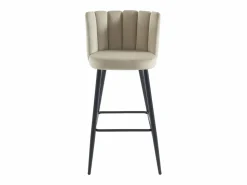 Vente-unique Set de 2 taburetes de bar de terciopelo y metal negro - - PRANILA de Pascal MORABITO Beige Discount