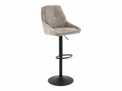 Vente-unique Set de 2 taburetes de bar de tela texturizada y metal - Altura ajustable - - LARANZA Topo Best