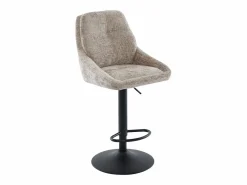 Vente-unique Set de 2 taburetes de bar de tela texturizada y metal - Altura ajustable - - LARANZA Topo Best