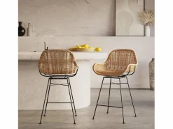 Set de 2 taburetes para isla de cocina en resina tejida natural 65 cm - Carmela^Rendez-Vous Déco New