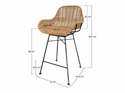 Set de 2 taburetes para isla de cocina en resina tejida natural 65 cm - Carmela^Rendez-Vous Déco New