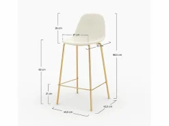 Rendez-Vous Déco Set de 2 taburetes para isla de cocina en cuero sintético 65 cm - Henrik Blanco Online