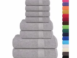 vidaxl Set de 8 toallas Ariel 360 gramos algodón Gris Discount