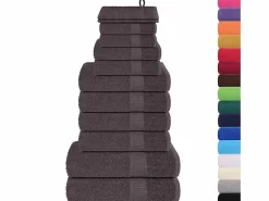 vidaxl Textil De Baño|Textil De Baño|Set de 12 toallas Ariel 360 gramos algodón antracita