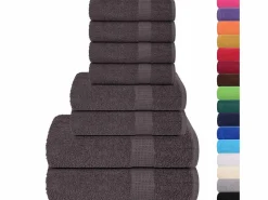 Set de 8 toallas Ariel 360 gramos antracita algodón^vidaxl Sale