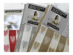 Soleil d'ocre Set de 2 toallas de algodón COEUR taupe, jacquard 50x70 cm Topo Sale