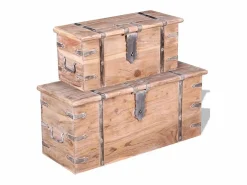 vidaxl Baúl Y Arcón|Set de baúl de almacenamiento de madera de acacia 2 unidades