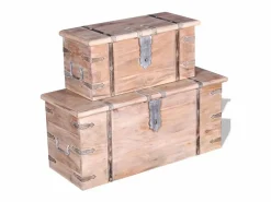 vidaxl Baúl Y Arcón|Set de baúl de almacenamiento de madera de acacia 2 unidades