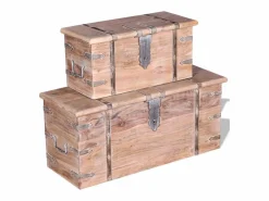 vidaxl Baúl Y Arcón|Set de baúl de almacenamiento de madera de acacia 2 unidades