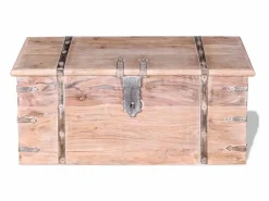 Baúl Y Arcón|Set de baúl de almacenamiento de madera de acacia 2 unidades ES100114
