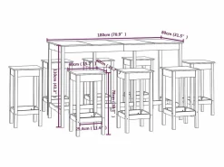 Set de bar 9 piezas madera maciza de pino^vidaxl Hot