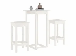 vidaxl Set de bar 3 piezas madera maciza de pino Blanco Clearance
