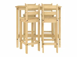 Set de bar 5 piezas madera maciza de pino^vidaxl New