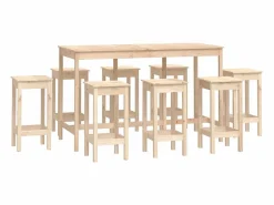 vidaxl Set de bar 9 piezas madera maciza de pino Color natural claro Hot