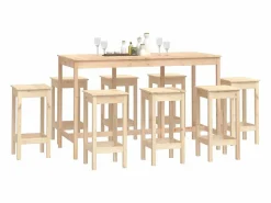 vidaxl Set de bar 9 piezas madera maciza de pino Color natural claro Hot