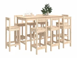 vidaxl Mesa Alta|Set de bar 9 piezas madera maciza de pino