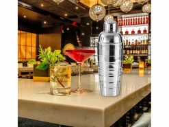 Set de cóctel inox 750 ml con dosificador doble cara 2/4 cl y 3 cucharas-pajitas de 18 cm^Fackelmann Outlet