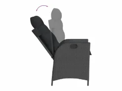 Clicnbuy Set de comedor de jardín 7 piezas y cojines ratán sintético Negro New