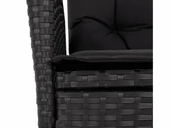 Clicnbuy Set de comedor de jardín 7 piezas y cojines ratán sintético Negro New